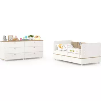 Детская Моби Эйп № 4, цвет белый/дуб белый, 800х1600 мм.