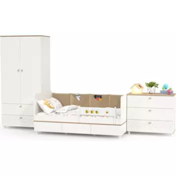 Детская Моби Эйп № 6, цвет белый/дуб белый, 800х1600 мм.