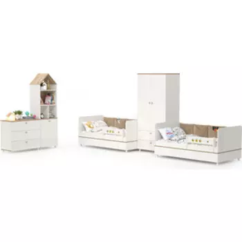 Детская Моби Эйп № 7, цвет белый/дуб белый, 2 х 800х1600 мм.