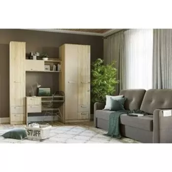 Детская Сильва Акварель комплектация 6 (НМ 013.01-02 с ящиками + НМ 009.19-05 + НМ 011.38 + НМ 014.07 с ящиками) Дуб Сонома/Капучино (TSLV0016)