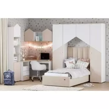 Детская Сильва Банни компл. 1 (НМ 041.45+НМ 041.46+НМ 041.41+НМ 041.44ЛВ+ ingrid 900 Вивальди 2) Меренга , Бисквит, Белый,Дуб сонома (TSLV0020)