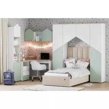 Детская Сильва Банни компл. 1 (НМ 041.45+НМ 041.46+НМ 041.41+НМ 041.44ЛВ+ ingrid 900 Вивальди 2) Меренга , Макарун, Белый,Дуб сонома (TSLV0021)