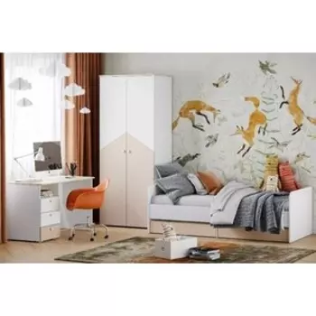 Детская Сильва Банни комплектация 2 (НМ 041.40 + НМ 041.42 + НМ 041.38) Меренга , Бисквит, Белый,Дуб сонома (TSLV0022)