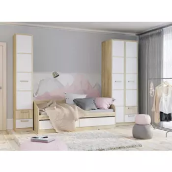 Детская Сильва Фанк комплектация 5 (НМ 013.01-02 с ящиками + НМ 041.50-01+ НМ 014.07 с ящиками) дуб сонома, белый (TSLV0011)