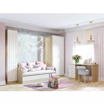 Детская Сильва Оливия комплектация 1 (НМ 040.43 ЛР ЛВ + НМ 041.50-01 + НМ 040.60 + НМ 011.47-01) дуб сонома / белый (TSLV0012)