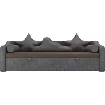 Детский диван-кровать АртМебель Рико рогожка коричневый серый