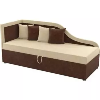 Детский диван Мебелико Дюна микровельвет бежево-коричневый левый угол