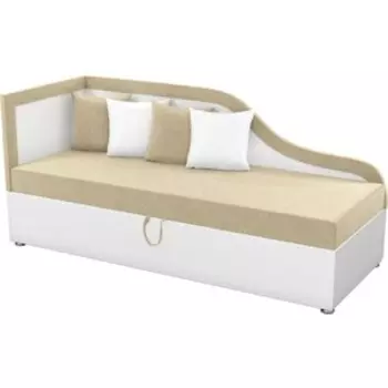 Детский диван Мебелико Дюна микровельвет бежевый эко-кожа белый левый угол