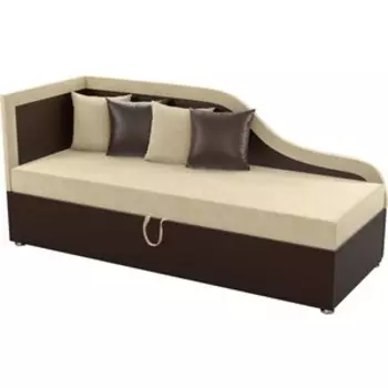 Детский диван Мебелико Дюна микровельвет бежевый эко-кожа коричневый левый угол