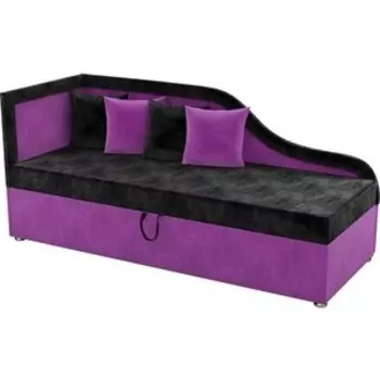 Детский диван Мебелико Дюна микровельвет черно-фиолетовый левый угол