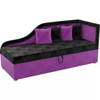 Детский диван Мебелико Дюна микровельвет черно-фиолетовый правый угол