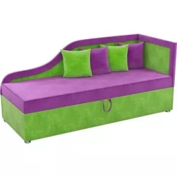 Детский диван Мебелико Дюна микровельвет фиолетово-зеленый правый угол