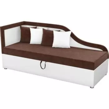 Детский диван Мебелико Дюна микровельвет коричневый эко-кожа белый левый угол