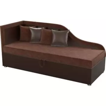 Детский диван Мебелико Дюна микровельвет коричневый эко-кожа коричневый левый угол