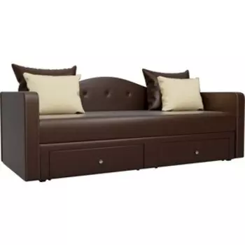 Детский прямой диван АртМебель Дориан экокожа коричневый