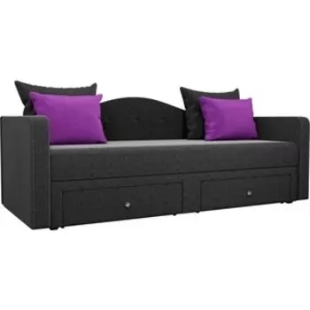 Детский прямой диван АртМебель Дориан вельвет черный