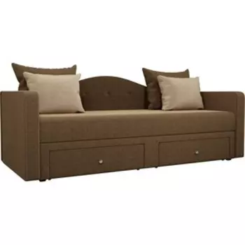 Детский прямой диван АртМебель Дориан вельвет коричневый