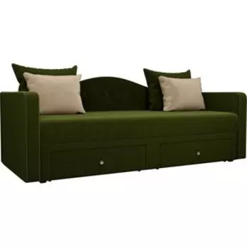Детский прямой диван АртМебель Дориан вельвет зеленый