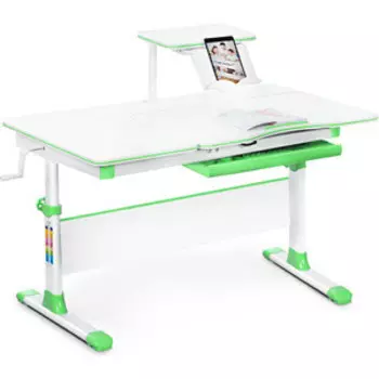 Детский стол Mealux EVO EVO-40 lite Z столешница белая/ножки белые с зелеными накладками