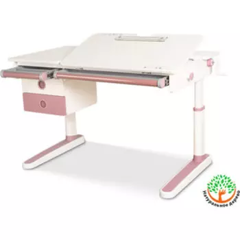 Детский стол Mealux Oxford PN BD-930 PN с ящиком столешница белая (дерево)/накладки на ножках розовые