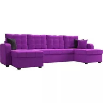 Диван АртМебель Ливерпуль микровельвет фиолетовый П-образный