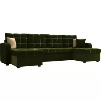 Диван АртМебель Ливерпуль микровельвет зеленый П-образный