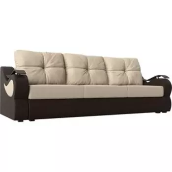 Диван АртМебель Меркурий экокожа бежевый/коричневый прямой