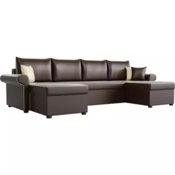 Диван АртМебель Милфорд экокожа коричневый П-образный