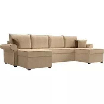 Диван АртМебель Милфорд микровельвет бежевый П-образный