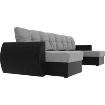 Диван АртМебель Сатурн рогожка серый экокожа черный П-образный