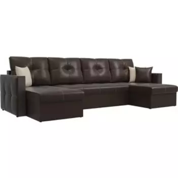 Диван АртМебель Валенсия экокожа коричневый П-образный