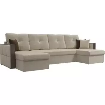 Диван АртМебель Валенсия микровельвет бежевый П-образный