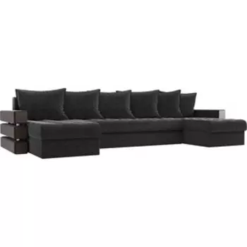 Диван АртМебель Венеция микровельвет черный П-образный
