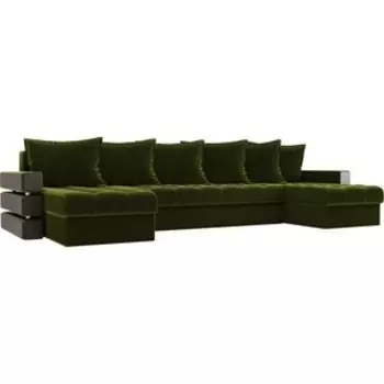 Диван АртМебель Венеция микровельвет зеленый П-образный