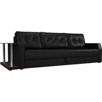 Диван-еврокнижка АртМебель Атлант эко-кожа черный стол с левой стороны