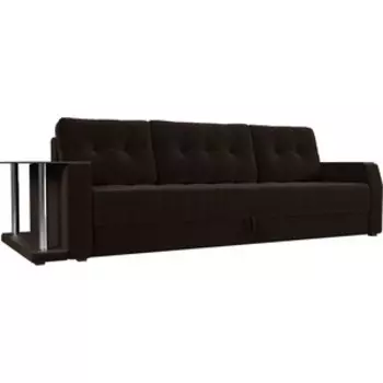 Диван-еврокнижка АртМебель Атлант микровельвет коричневый стол с левой стороны