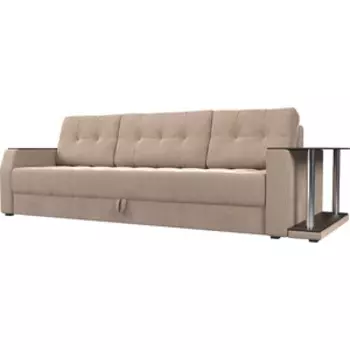 Диван-еврокнижка АртМебель Атлант велюр бежевый стол с правой стороны