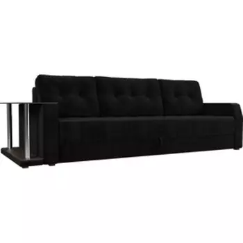Диван-еврокнижка АртМебель Атлант велюр черный стол с левой стороны