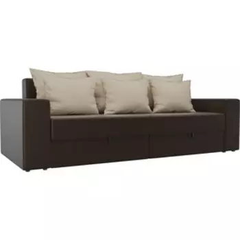Диван-еврокнижка АртМебель Майами эко-кожа коричневый подушки бежевые