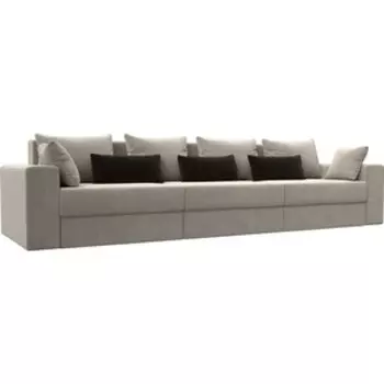 Диван-еврокнижка АртМебель Майами Long микровельвет бежевый бежевый/коричневый