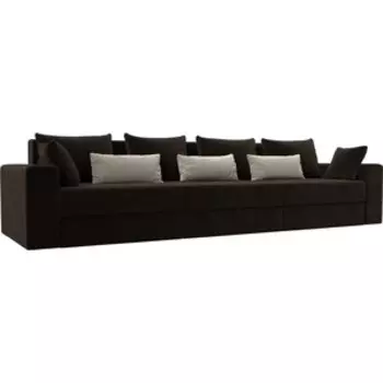 Диван-еврокнижка АртМебель Майами Long микровельвет коричневый коричневый/бежевый