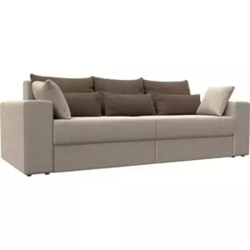 Диван-еврокнижка АртМебель Майами рогожка бежевый подушки коричневые