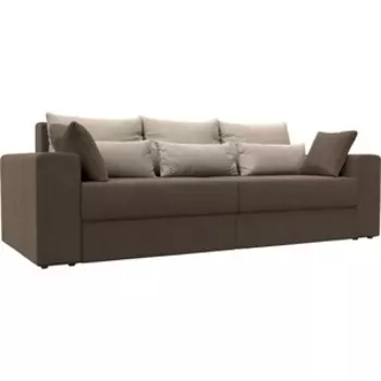 Диван-еврокнижка АртМебель Майами рогожка коричневый подушки бежевые