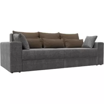 Диван-еврокнижка АртМебель Майами рогожка серый подушки коричневые