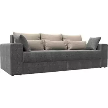 Диван-еврокнижка АртМебель Майами рогожка серый подушки бежевые