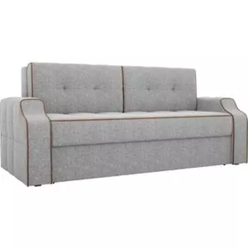 Диван еврокнижка АртМебель Манчестер рогожка серый окантовка коричневый