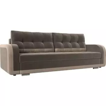 Диван еврокнижка АртМебель Марсель велюр коричневый/бежевый