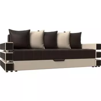 Диван-еврокнижка АртМебель Венеция эко-кожа коричнево-бежев