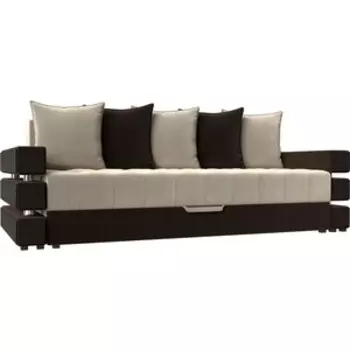 Диван-еврокнижка АртМебель Венеция микровельвет бежево-коричн