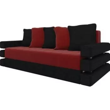 Диван-еврокнижка Мебелико Венеция микровельвет красно-черный